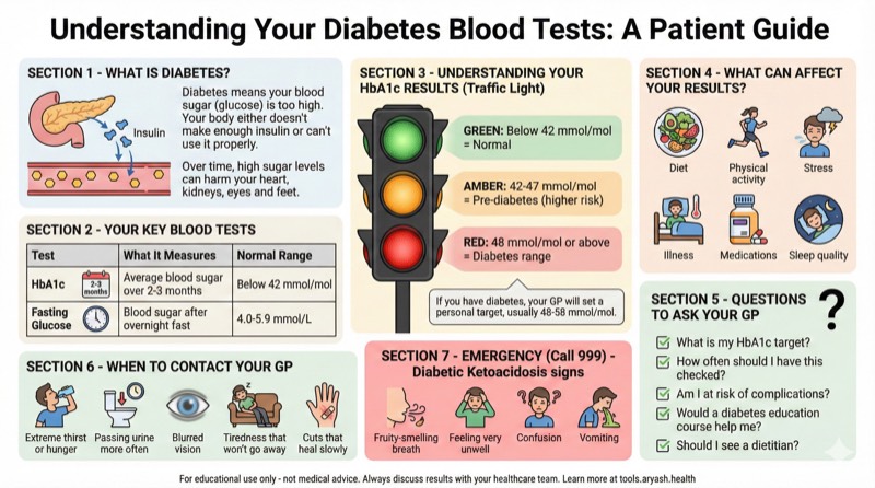 Diabetes blood tests infographic preview